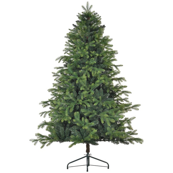 HOMCOM Künstlicher Weihnachtsbaum, 180 cm Christbaum mit 1700 Spitzen, breit klappbar Metallständer, für Weihnachten Deko, Grün