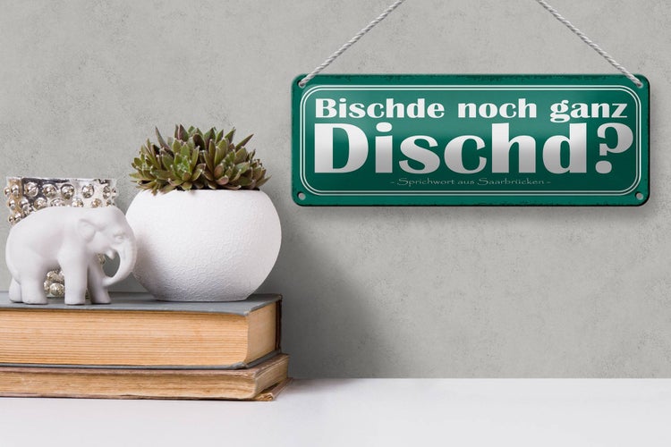 Blechschild Spruch 27x10cm Bischde noch ganz Dischd Dekoration