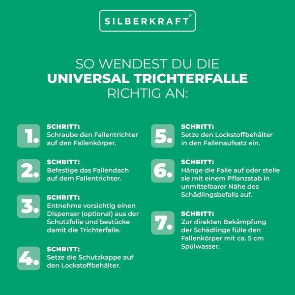 Universal Trichterfalle – Wiederverwendbare Falle zur Anwendung mit Lockstoffen – Für Kastanienminiermotte, Apfelwickler, Pflaumenwickler & mehr – Einsetzbar im Garten, Obstbau & Gewächshaus