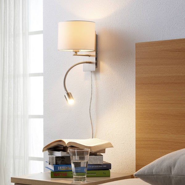 Lindby Wandleuchte, Wandlampe Innen Florens (Modern) in Alu aus Textil (1 flammig E14) - Wandleuchten Wandstrahler Wandbeleuchtung Schlafzimmer / Wohnzimmer Wohnzimmerleuchte