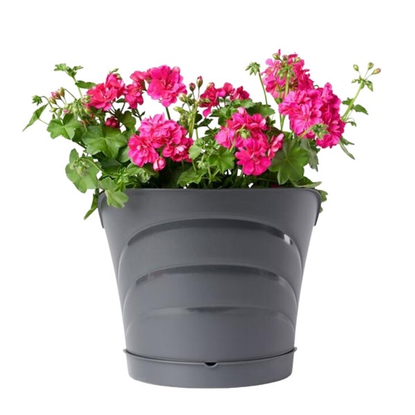 Blumentopf um Säule herum für Pfosten Fallrohr Regenrohr Pflanztopf 2 SET Regenrinne Pflanzgefäß 2 SET Grau