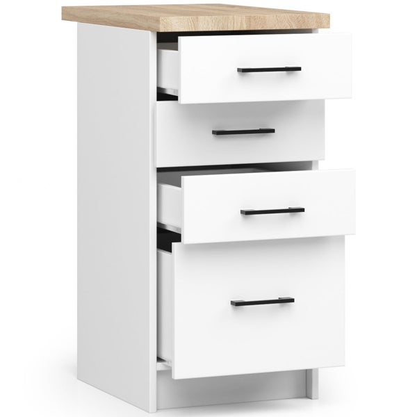 Kommode mit vier Schubladen, teilweise geöffnet