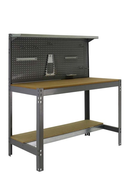 PROREGAL Werkbank Buffalo mit Werkzeugwand und Ablage HxBxT 84 x 90 x 61 cm Traglast 400 kg Grau
