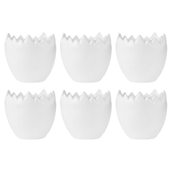 Sechs Eierbecher in Eierschalenform