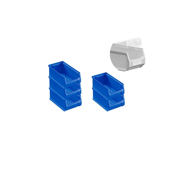 PROREGAL SparSet 5 x Blaue Sichtlagerbox 2.0 Mit Abdeckung HxBxT 7,5 x 10 x 17,5 cm 0,8 Liter Sichtlagerbehälter Sichtlagerkasten