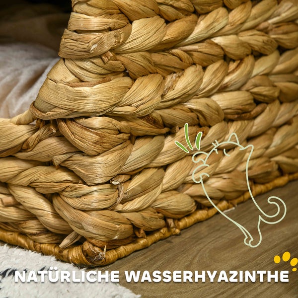 PawHut Kratztonne, 40L x 31B x 55H cm, Wasserhyazinthe, Stahl, Braun