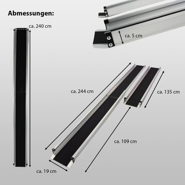 TRUTZHOLM 2 x Teleskoprampe 135 - 244 cm Traglast 272 kg Alu Rollstuhlrampe Antirutsch beschichtet m.Tasche