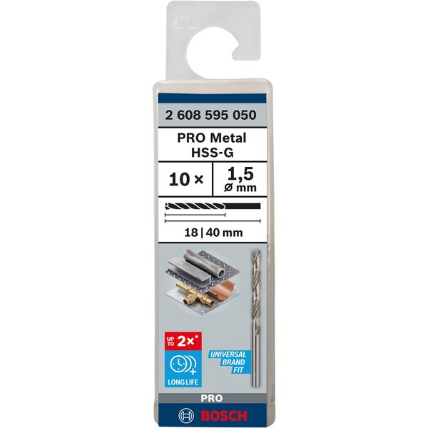 Bosch Metallbohrer HSS-G, 1,5 mm, 10 Stück