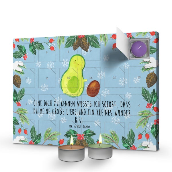 Mr. & Mrs. Panda Duftkerzen Adventskalender Avocado Kern rollt - Blau Pastell