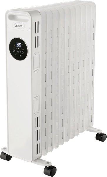 JUNG MIDEA NY2092 Heizung Elektrisch mit Thermostat & LED DISPLAY, 9 Heizlamellen, Ölradiator 2000 W Energiesparend, mobile Elektroheizung für Räume bis 35qm, Elektrische Heizgerät Mobil