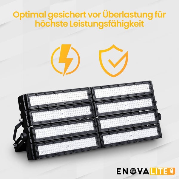 ENOVALITE Profi LED Stadion Fluter Flutlichtstrahler 300W 39000lm 5000K Neutralweiß Strahler IP66 IK10 Meanwell Driver