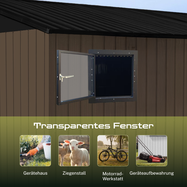 Gartenschuppen mit transparentem Fenster