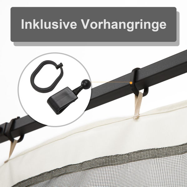 Outsunny Moskitonetz für 3x3 Pavillon, 4 Seitenteile Fliegennetz mit Haken, 302L x 207H cm, Nylon-Mesh, Schwarz
