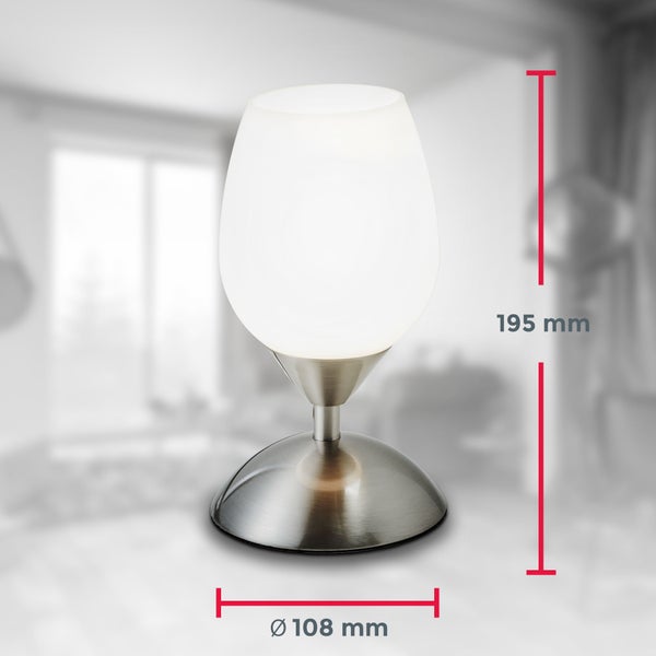 Tischleuchte mit den Maßen 195 mm Höhe und 108 mm Durchmesser