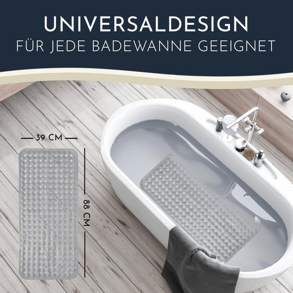 Homerella Badewannenmatte rutschfest Hautsensitiv 88x39cm, INKL. AUFHÄNGUNG | Antirutschmatte Badewanne BPA frei | Duschmatte schimmelresistent & maschinenwaschbar | Badematte rutschfest