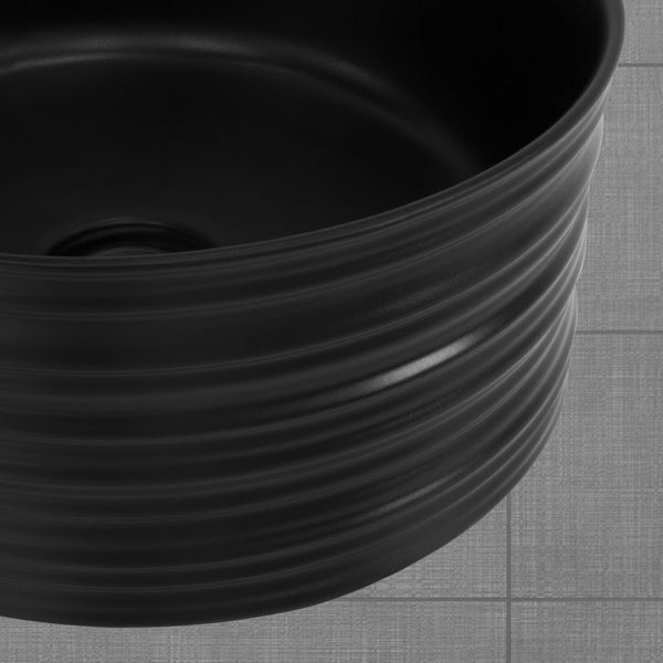 ML-Design Waschbecken aus Keramik in Schwarz matt Ø 41 x 18 cm Rund, Moderne Aufsatzwaschbecken, Design Waschtisch Aufsatz-Waschschale Waschplatz Handwaschbecken, für das Badezimmer und Gäste-WC