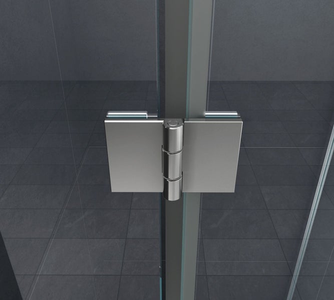 Duschkabinenbeschlag aus Metall an einer Duschkabine