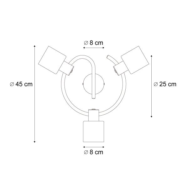 Technische Zeichnung einer Wandleuchte mit Abmessungen