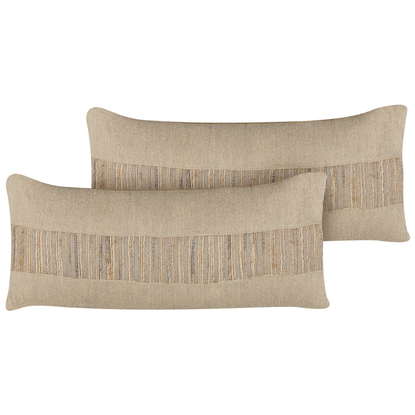 Dekokissen 2er Set LUINA Jute 30 x 70 cm Beige Ohne Muster