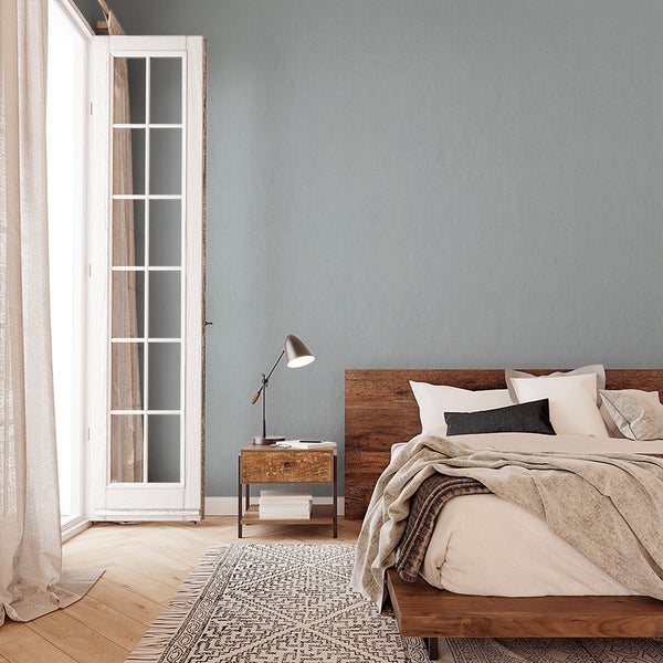 Tapete Blau Vliestapete Struktur Modern für Schlafzimmer Wohnzimmer oder Küche Made in Germany 10,05 x 0,53m