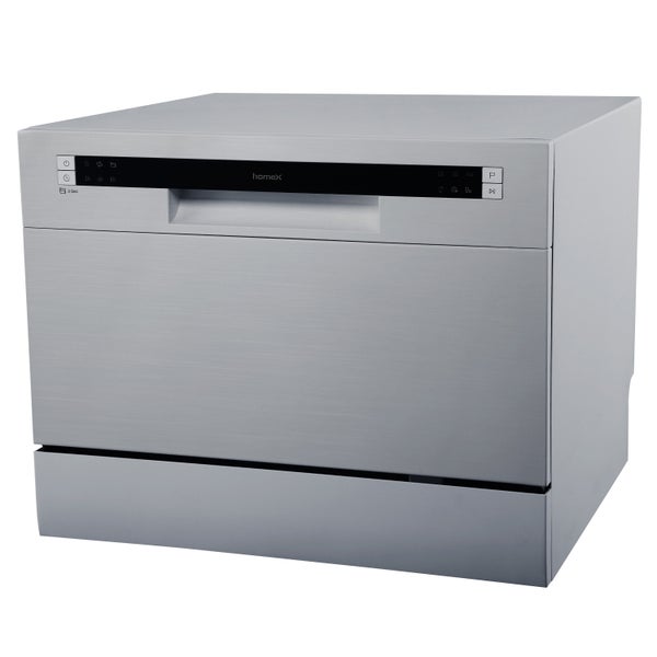 homeX Tischgeschirrspüler Mini Geschirrspüler 6 Programme Spülmaschine klein 6 Maßgedecke Aquastop GST6AE-S