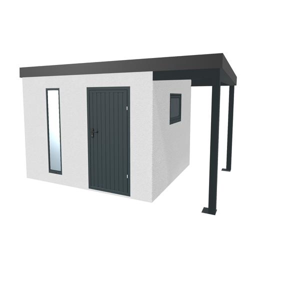 Gartenhaus mit Anbau, Tür und Fenster