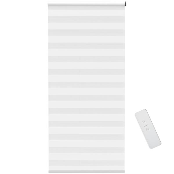 HOMCOM, Elektrischer Rollo, Fensterrollo mit Fernbedienung, 90L x 7B x 180H cm, Polyester, Weiß