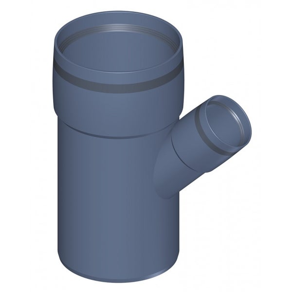 HT-Abzweig aus Kunststoff für Abwasserrohre im Winkel von 45 Grad.