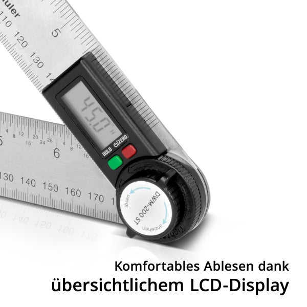 Digitaler Winkelmesser DWM-200 ST mit 180 mm Messbereich 360°