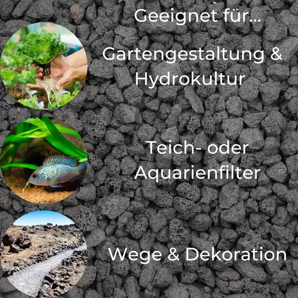 Lavastein Lavagranulat Grill Pflanzen Lavamulch für Garten Anthrazit 20L 2-8 mm Aquarium Filtermaterial Lava Vulkanstein Lavakies