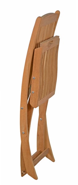 Teak Sitzgruppen Set 2 Klappstühle und 1 Teak Tisch rund klappbar 90 cm wetterfest