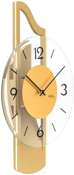AMS 9679 moderne Wanduhr mit Messing-Auflage