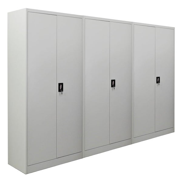 PROREGAL Mega Deal 3x Flügeltürenschrank ELEPHANT HxBxT 185 x 90 x 40 cm 4 Fachböden Lichtgrau