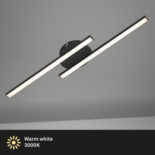 LED Deckenleuchte Deckenlampe 2-flammig 12 W Schwarz 3000K Metall Briloner