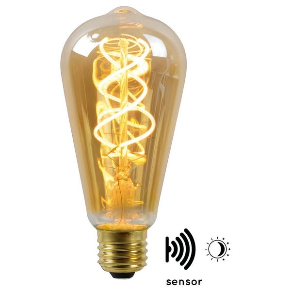 LED Filament Lampe ersetzt 40W E27 ST64 4W 230lm 2200K Dämmerungssensor Einerpack