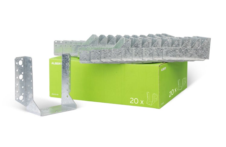 Alberts Balkenschuh aus verzinktem Stahl im Set mit 20 Stück in Kartonverpackung