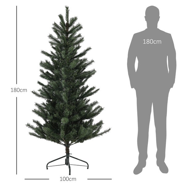 HOMCOM Künstlicher Weihnachtsbaum, 180 cm Christbaum mit 467 Spitzen, flammenhemmend, klappbar Stahlständer, für Weihnachten Deko, Grün