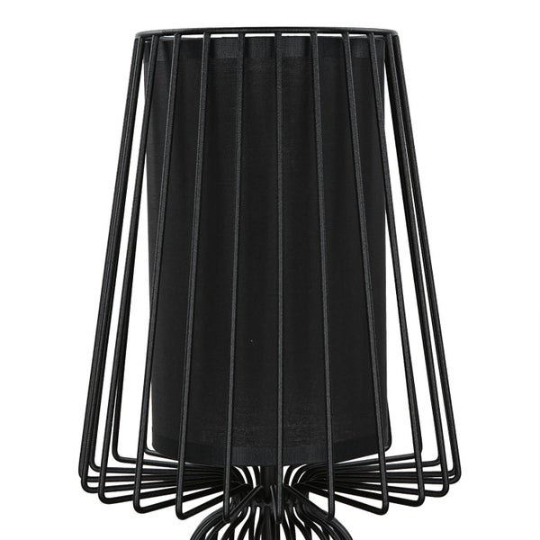 Tischleuchte mit Stoffschirm und Metallgestell