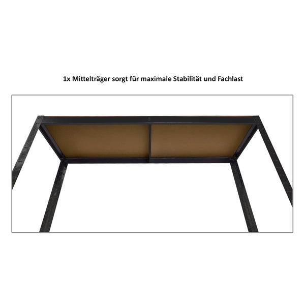 Reifenregal RAGNAR | HxBxT 180x120x40cm | bis zu 8 Reifen auf 2 Ebenen + Ablage | 265kg Fachlast | Schwarz