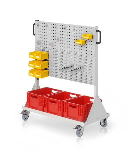 Werkzeugwagen mit Lochwand, Behältern und Haken
