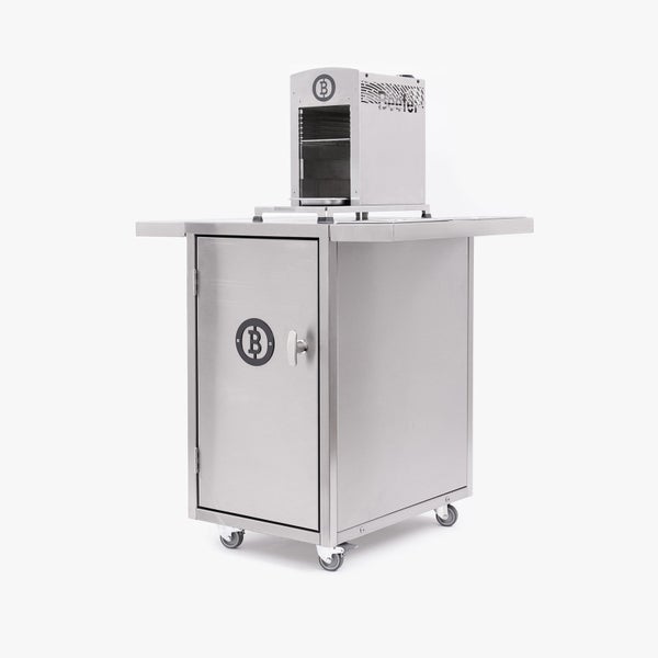 Beeftec Grillwagen aus Edelstahl mit Schrank und Grill