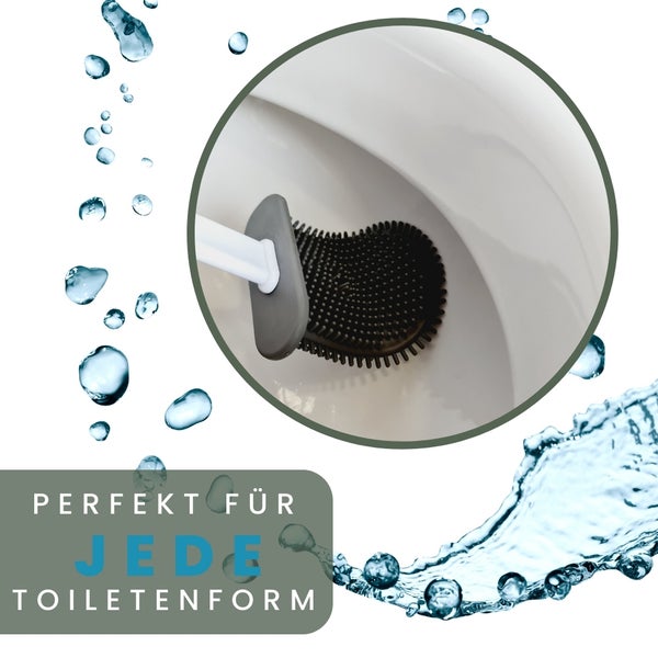 Toilettenbürste mit Silikonbürstenkopf im Toilettenbecken