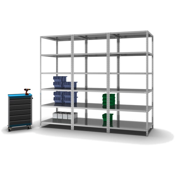 PROREGAL Fachbodenregal Schraubsystem Heavy-Duty Grundregal HxBxT 250 x 100 x 80 cm 6 Ebenen Fachlast 350 kg Beidseitig Nutzbar Verzinkt