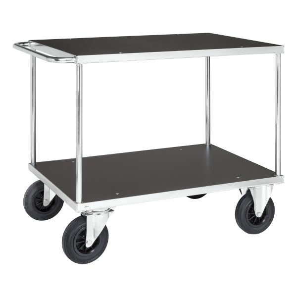 Transportwagen mit zwei Ablageflächen und vier Rädern