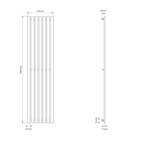 ECD Germany Design Paneelheizkörper Stella 370 x 1400 mm Chrom Mittelanschluss mit Anschlussgarnitur inkl. Thermostat Durchgang Boden - Flach Einlagig Vertikal - Heizkörper Badheizkörper Bad Heizung