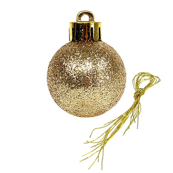 Glitzernder Christbaumschmuck mit Faden zum Aufhängen
