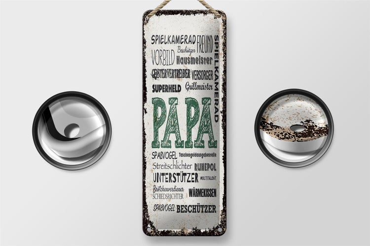 Blechschild Spruch Papa Spielkamerad Beschützer Freund 10x27cm