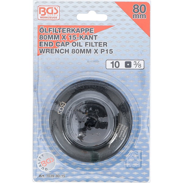 BGS Ölfilterschlüssel 15-kant Ø 80 mm für Honda / Mazda / Nissan / Opel - 1039-80-15