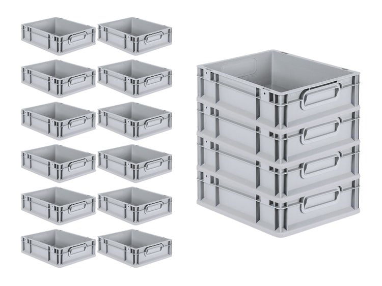 PROREGAL Spar Set 16x Eurobox Nextgen Economy Griffe Geschlossen HxBxT 12 x 30 x 40 cm 11 Liter Eurobehälter Transportbox Transportbehälter