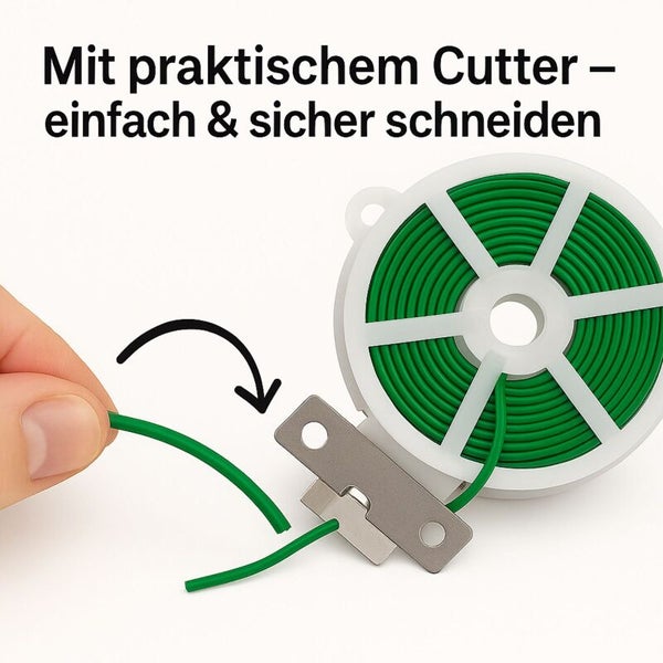 Bindedraht mit integriertem Cutter zum einfachen und sicheren Schneiden.